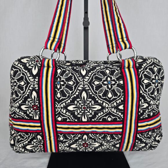 Vera Bradley Barcelona Stripe Tote Shoulder Bag Paisley Colorful - Picture 15 of 16